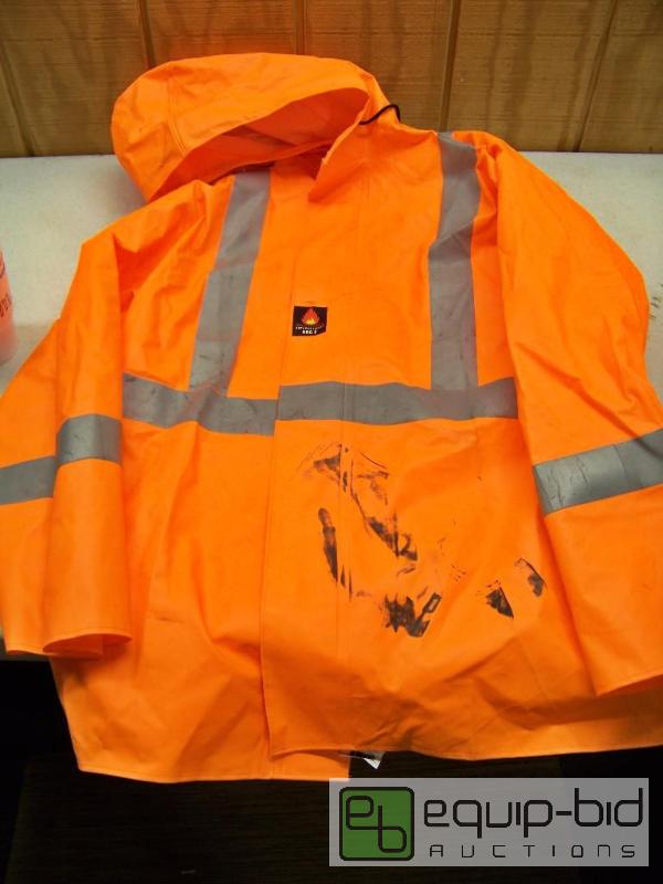 lot 1049 image: Helly Hansen Fluorescent Orange Reflective Rain Jacket