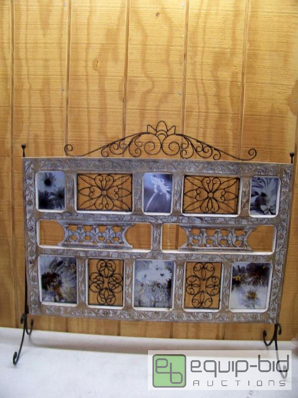 lot 1054 image: Wrought Iron and Wood Photo Frame