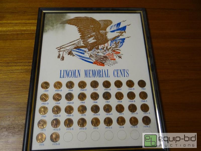 lot 1107 image: Framed Lincoln memorial cents.  1959-1975. 38...