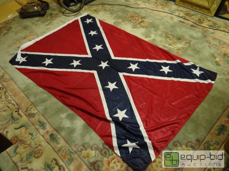 lot 1126 image: LARGE confederate flag with gromets.  6 ft lo...