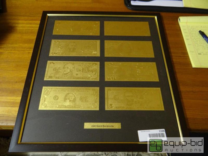 lot 1166 image: Framed gold banknotes.  24k gold display note...