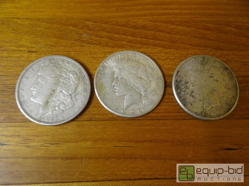 lot 1192 image: 3 silver dollars.  1921, 1922, 1923...