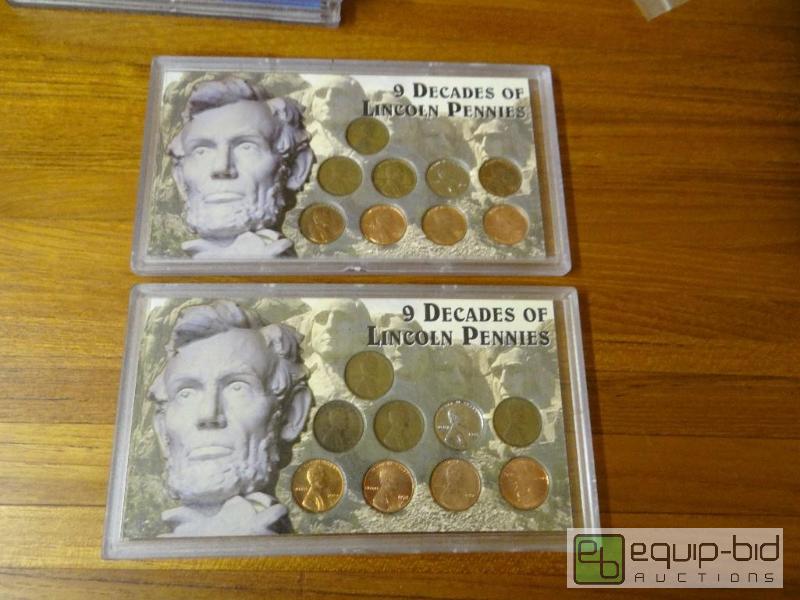 lot 1194 image: 2 sets, 9 decades of Lincoln pennies in cases...