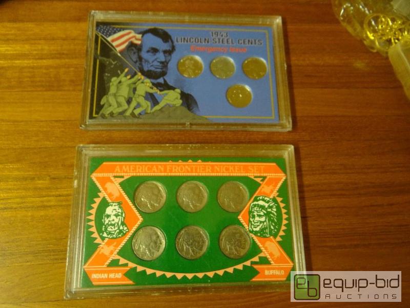 lot 1197 image: 2 coin sets in cases.  1943 Lincoln steel cen...
