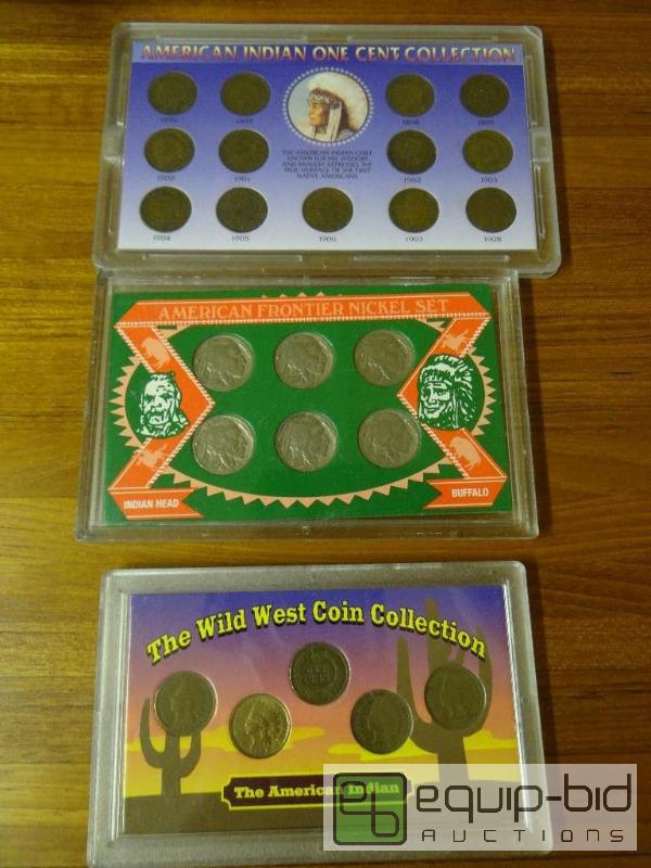 lot 1198 image: 3 coin sets in cases.  American Indian one ce...