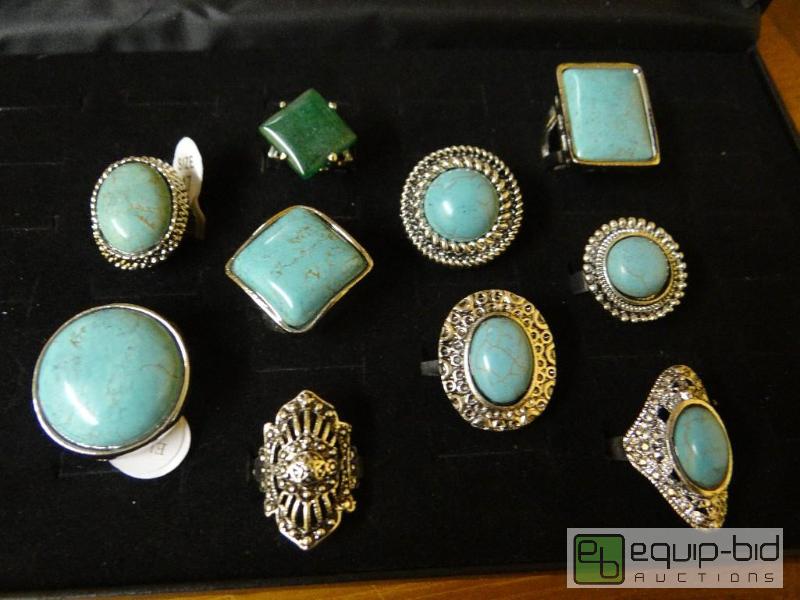 lot 1211 image: Lot of 10 various rings.  Ring display not in...