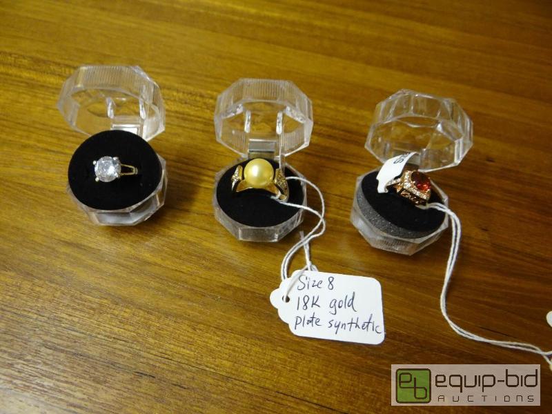 lot 1221 image: Lot of 3 various rings.  Ring boxes are inclu...