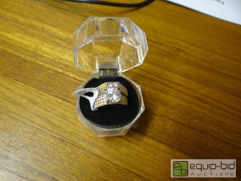 lot 1222 image: Electroplated engagement ring set in ring box...