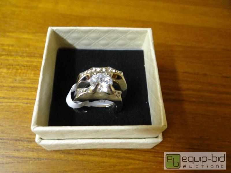 lot 1223 image: Electroplated engagement ring set in ring box...