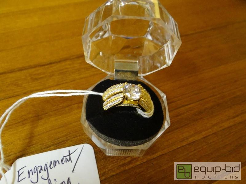 lot 1226 image: Electroplated engagement ring set in ring box...