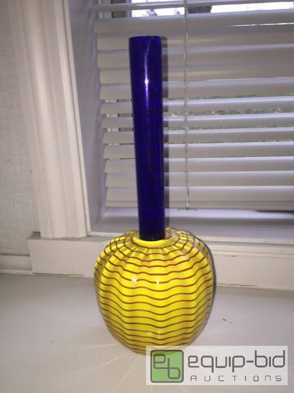 lot 102 image: 1991 Chatham Glass Co. Signed Hand Blown Art Glass Vase