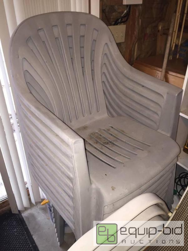lot 126 image: 12 Plastic Outdoor Chairs