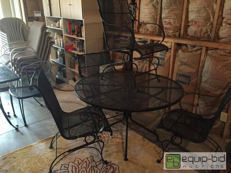 lot 130 image: Wrought Iron Round Table and Four Chairs