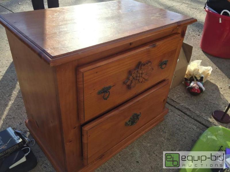 lot 209 image: Carved Pinewood Two Drawer Chest