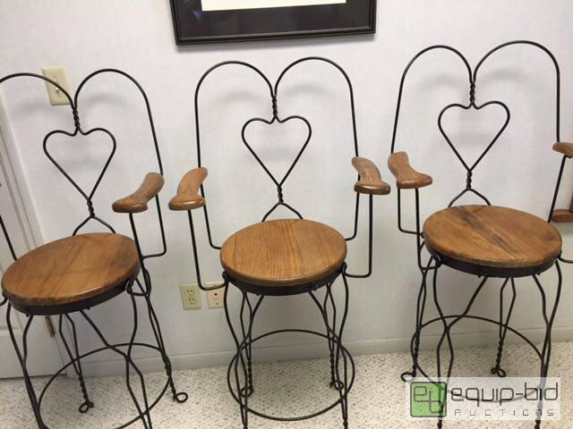 lot 56 image: Antique Country Store Ice Cream Parlor Stools