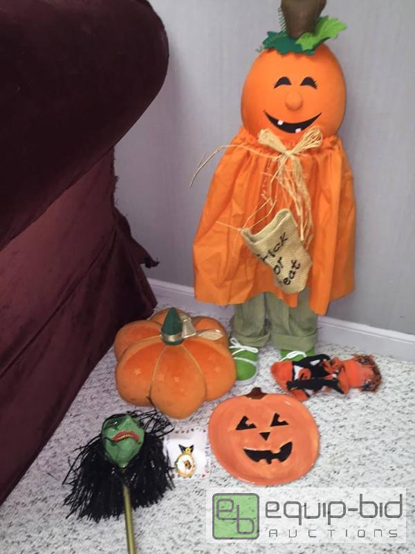 lot 74 image: Large Lot Halloween Decor including Paper Mache Rattle