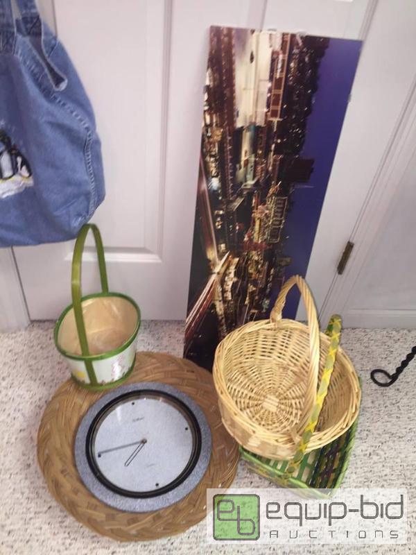 lot 76 image: Wicker Baskets, Waltham Wall Clock, Easter Baskets, Country Club Plaza Framed Picture