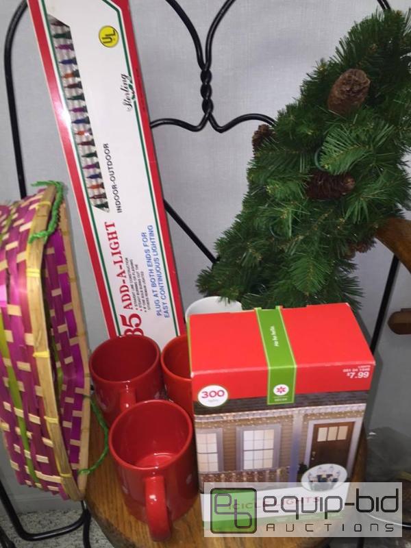 lot 83 image: ChristmasOther Mugs, Lighted Garlands, Christmas Lights, and Baskets