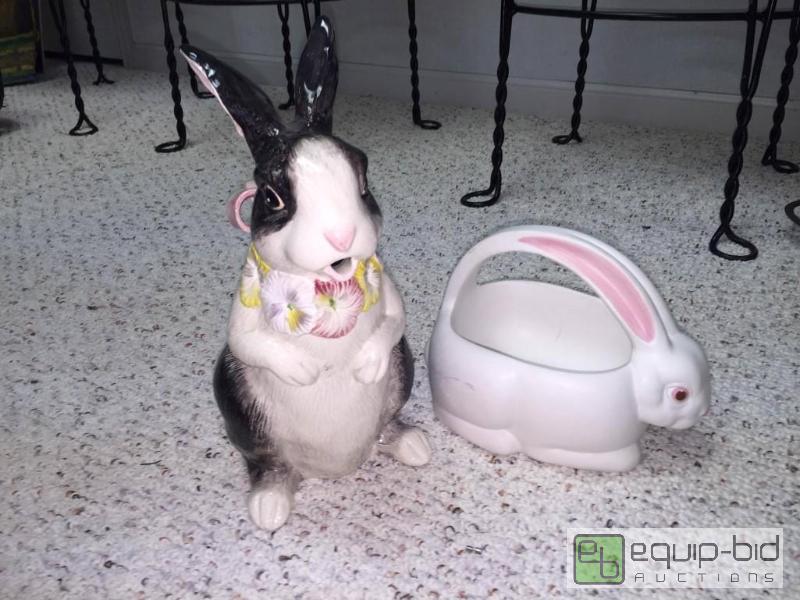 lot 96 image: Department 56 Bunny Candy Dish and Bunny Pitcher
