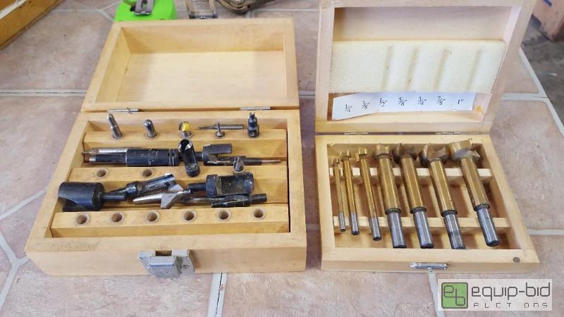 lot 1029 image: two boxes of Forstner and other drill bits