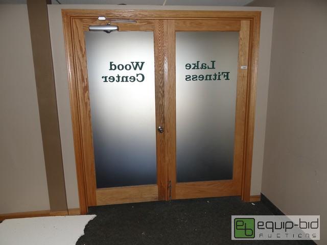 lot 471 image: Double Wooden Frosted Glass Panel Doors