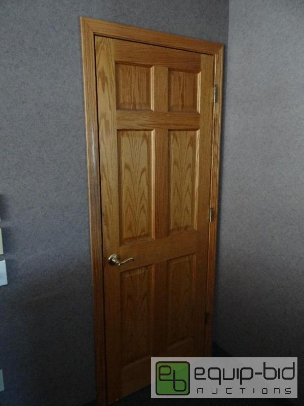 lot 546 image: Single Solid Oak Light Wood Door w Frame
