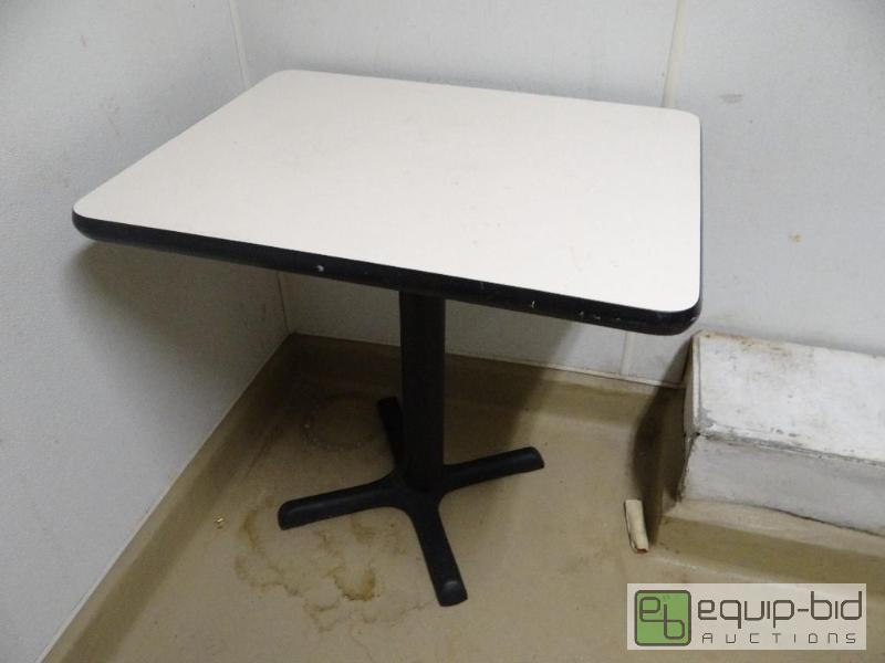 lot 574 image: White Formica Top Single Metal Base Table