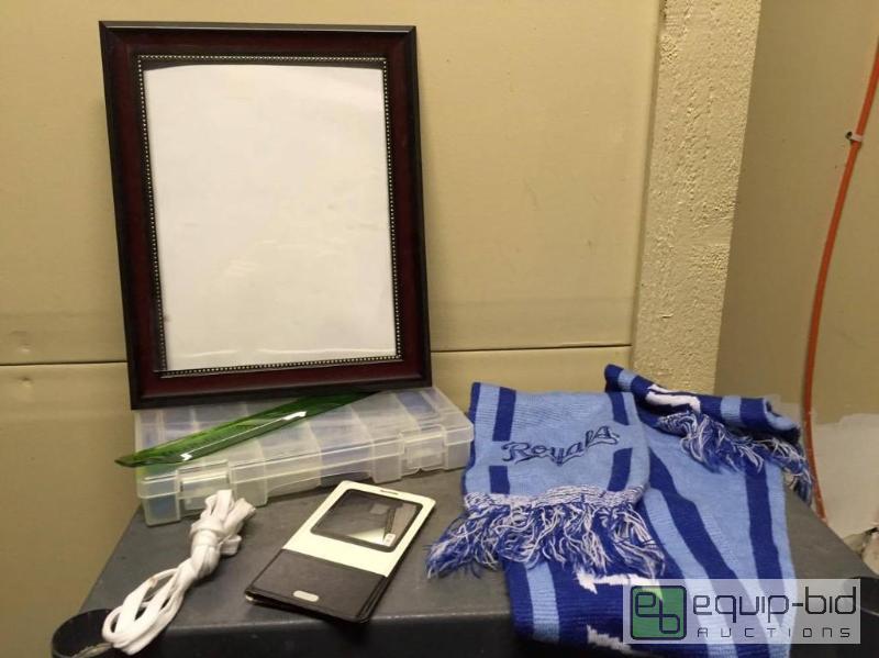 lot 114 image: Group - Royals rally scarf, Samsung phone case, Brand new tackle box, Picture frame, MORE