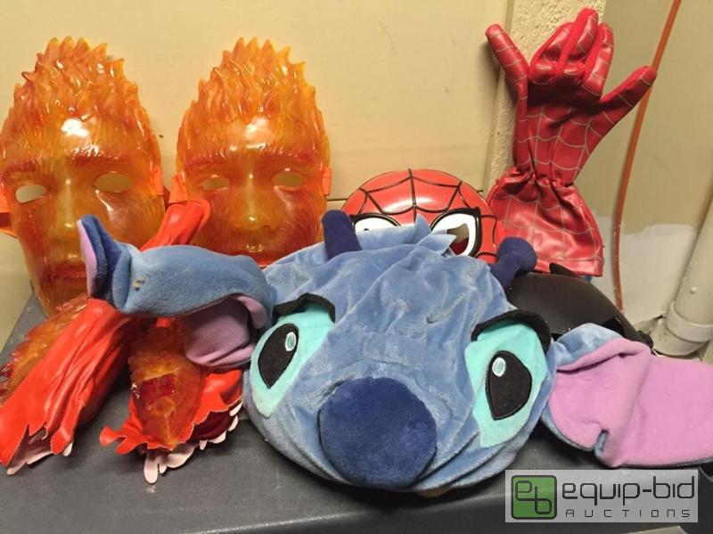 lot 179 image: Group of Various Masks - Batman, Spiderman, Plush Disney Stitch, Set of Fire Man Super Hero