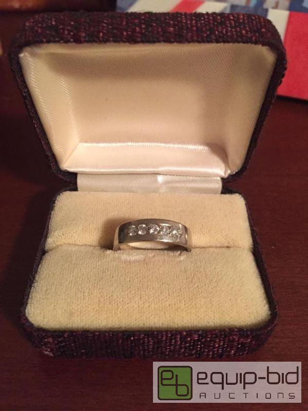 lot 207 image: 10k Solid White Gold Mans Diamond Band Ring