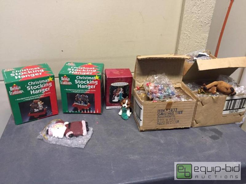lot 223 image: Huge Brand New Christmas Lot - Hallmark Keepsakes, Stocking Hangers, Many Ornaments