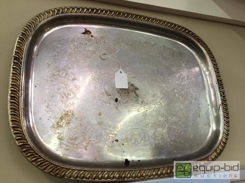lot 51 image: Large Silver Plate Ornate Serving Tray