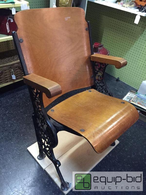 lot 64 image: Antique Theatre Chair (Cast Iron Base)