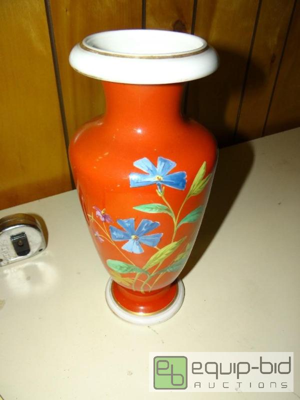 lot 1408 image: Very nice hand painted vase.  11&quot tall. ...