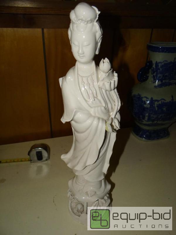 lot 1410 image: Vintage Oriental statue.  18&quot tall. Mark...