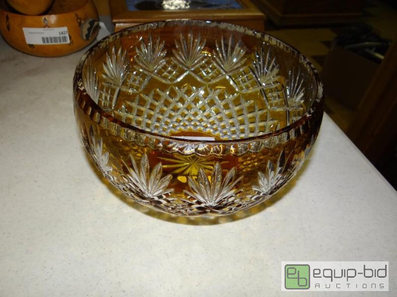 lot 1428 image: High end cut glass bowl.  Essex amber rose bo...