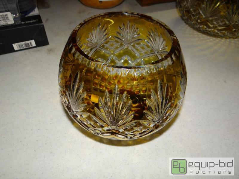 lot 1429 image: High end cut glass bowl.  Essex amber rose bo...