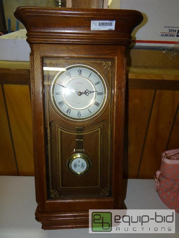 lot 1446 image: Sunbeam quartz wall clock in wood case with W...
