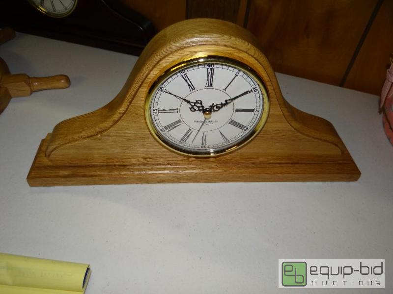 lot 1452 image: Large Napolean clock in oak finish.  16&quot...