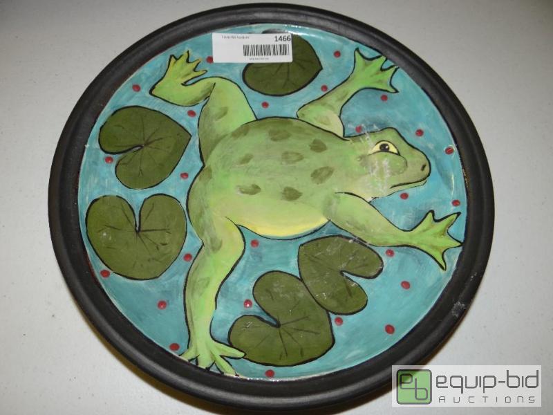 lot 1466 image: Frog pottery plate.  Signed. 12&quot round....