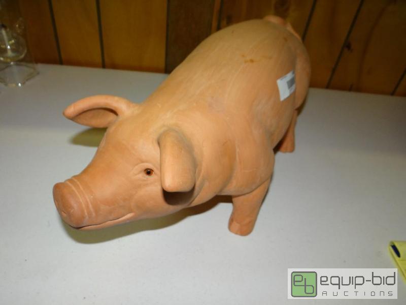 lot 1469 image: Large clay pig.  19&quot long....