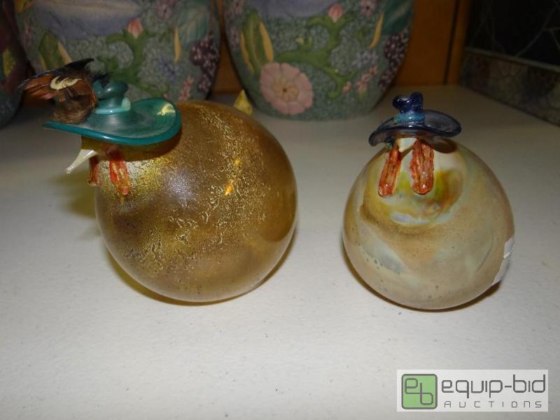 lot 1472 image: Pair of hand blown glass birds.  These were m...