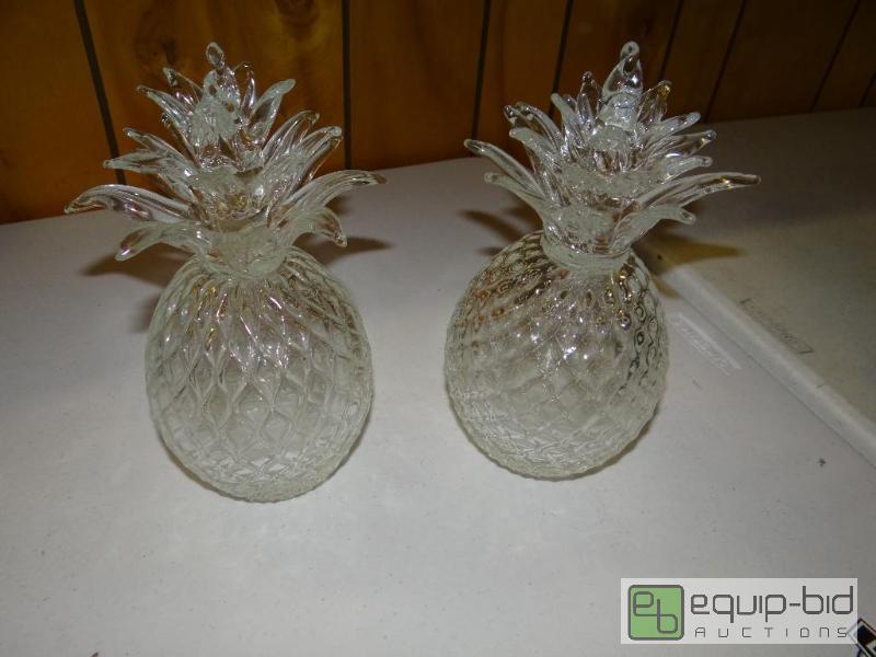 lot 1481 image: Pair of crystal pineapples.  10&quot tall. R...