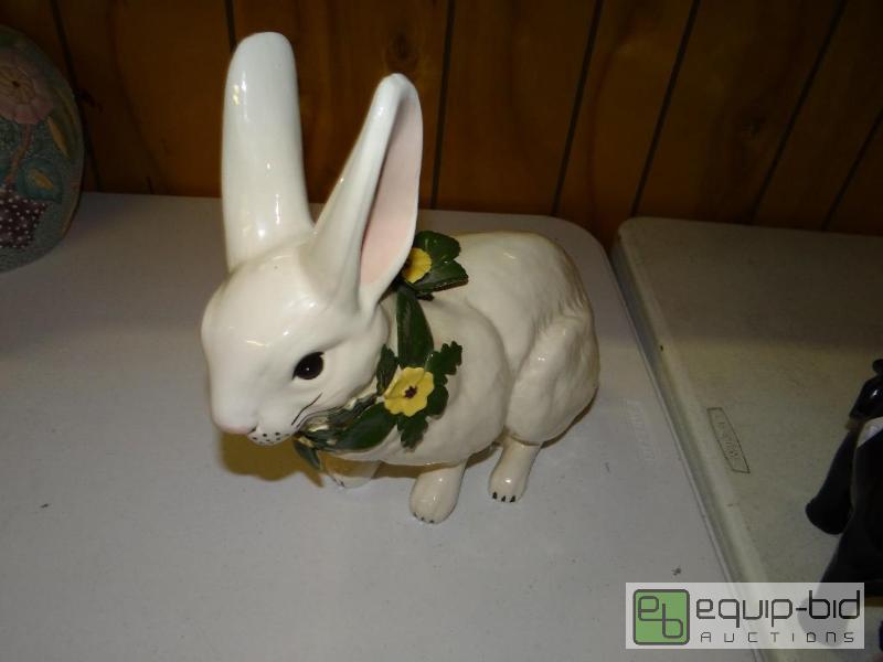 lot 1483 image: Large ceramic rabbit signed on bottom.  13&qu...