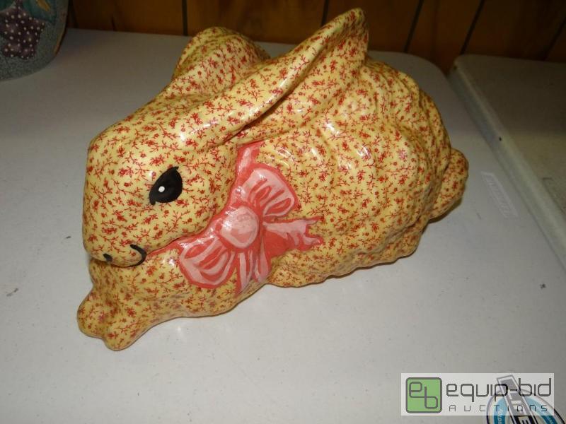 lot 1484 image: Large hand madehand painted rabbit.  Signed ...