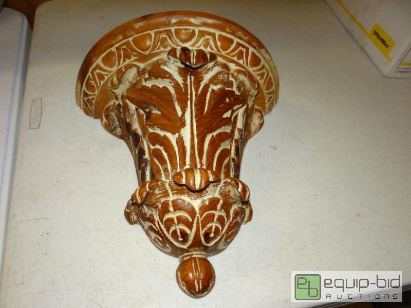 lot 1491 image: Carved wood wall shelf....