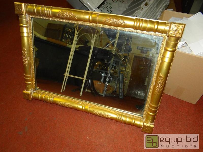 lot 1501 image: Wood framed wall mirror with carvings.  35&qu...