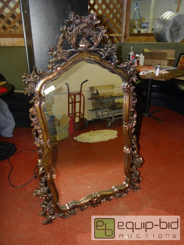 lot 1505 image: Large wood carved dining room mirror,  This f...