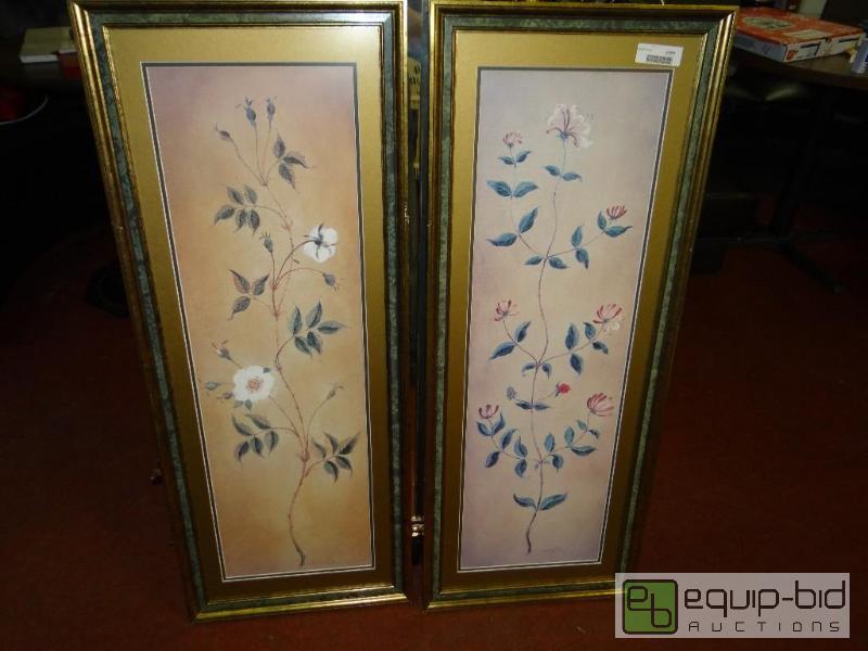 lot 1509 image: Set of 2 framed floral prints. Signed Lace B....
