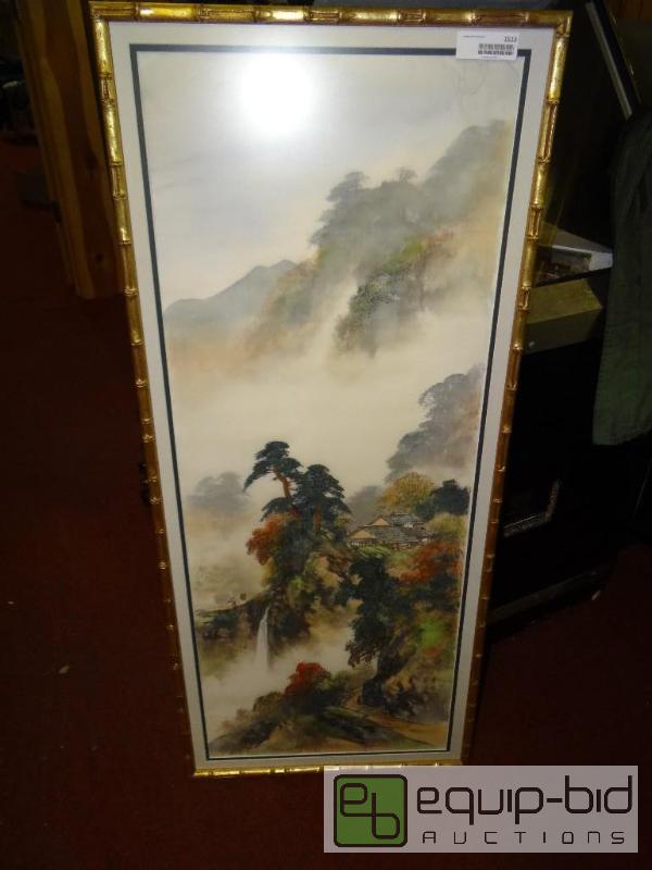 lot 1513 image: Framed scroll artwork.  20&quot x 46&quot. ...